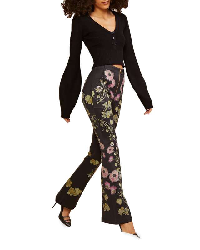 V-Neck Long-Sleeve Rib-Knit Top